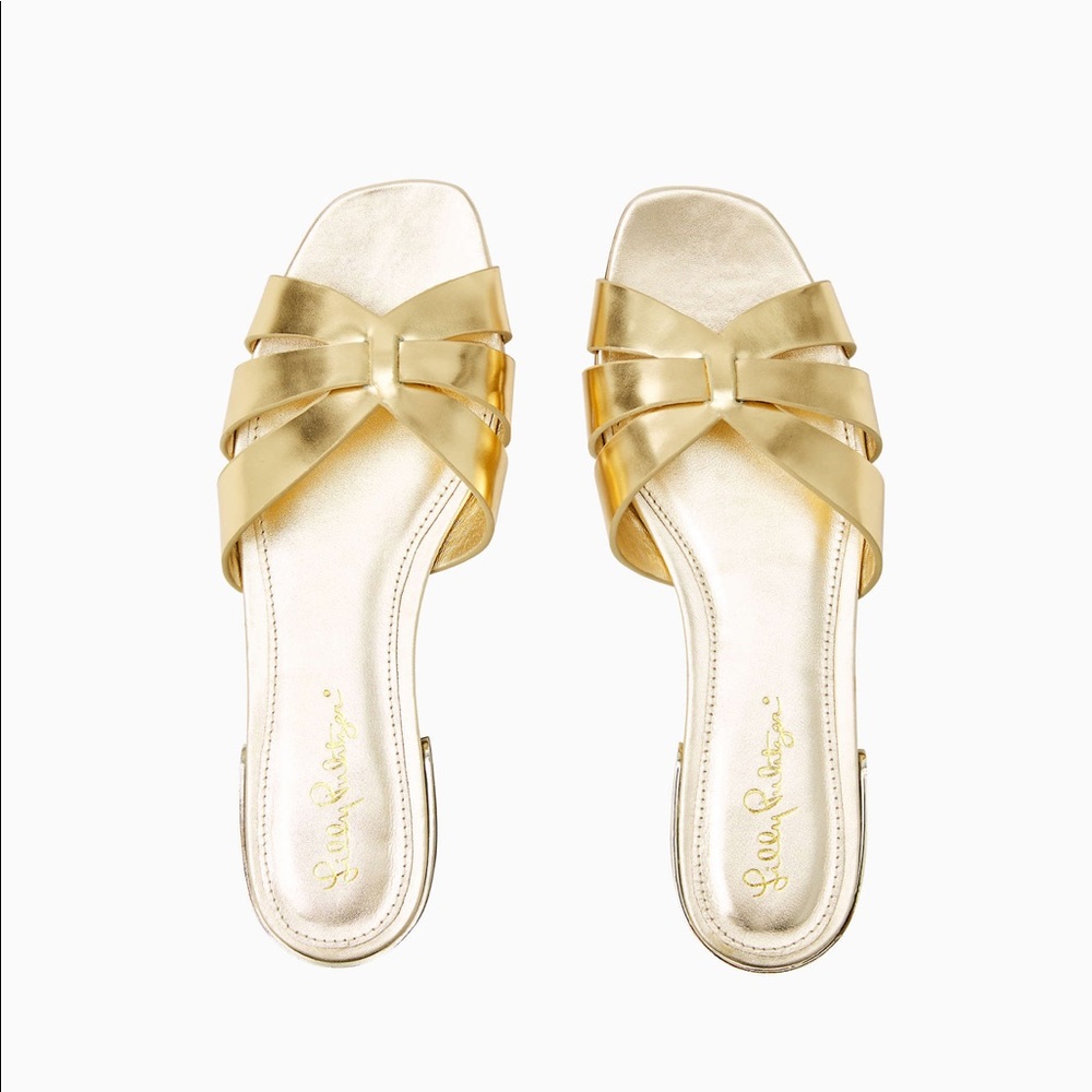 Lily Pulitzer Whitley Slide Gold Metalic